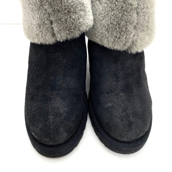 ASH Yorkie Genuine lamb Fur Wedge Sheepskin Bootie in Black - Picture 3 of 11